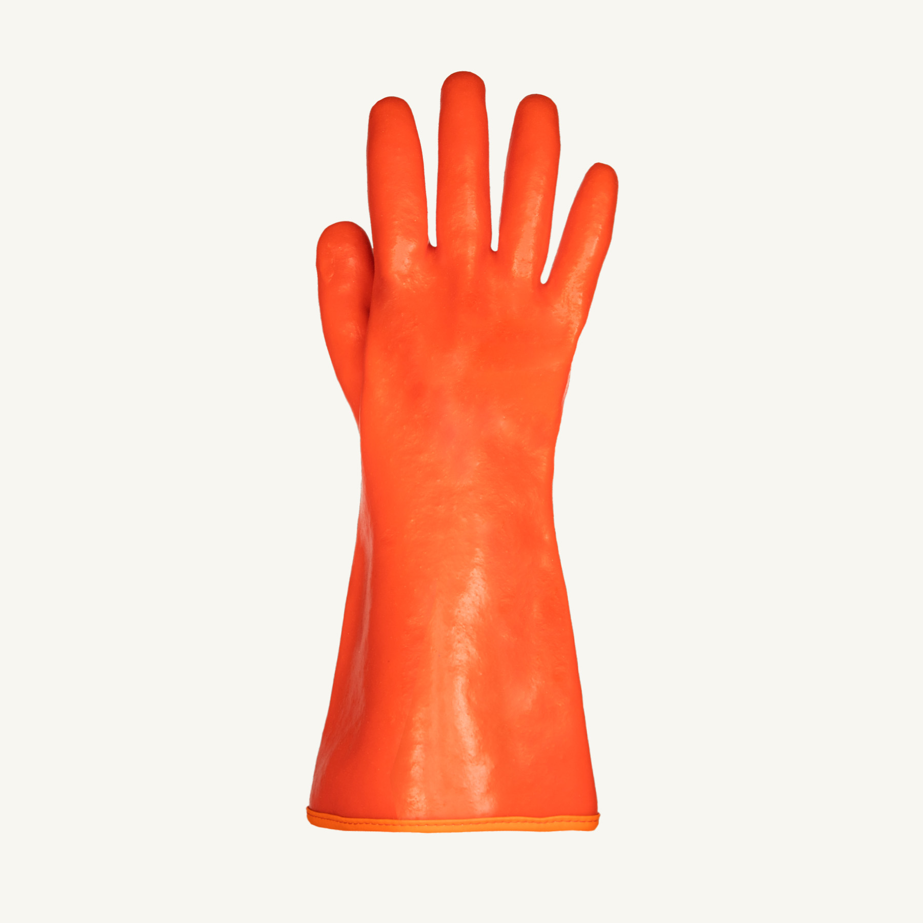 Superior Glove® SolvStop Pro™ FCX36PVC Hi-Viz Orange PVC Chemical Glove - back of hand